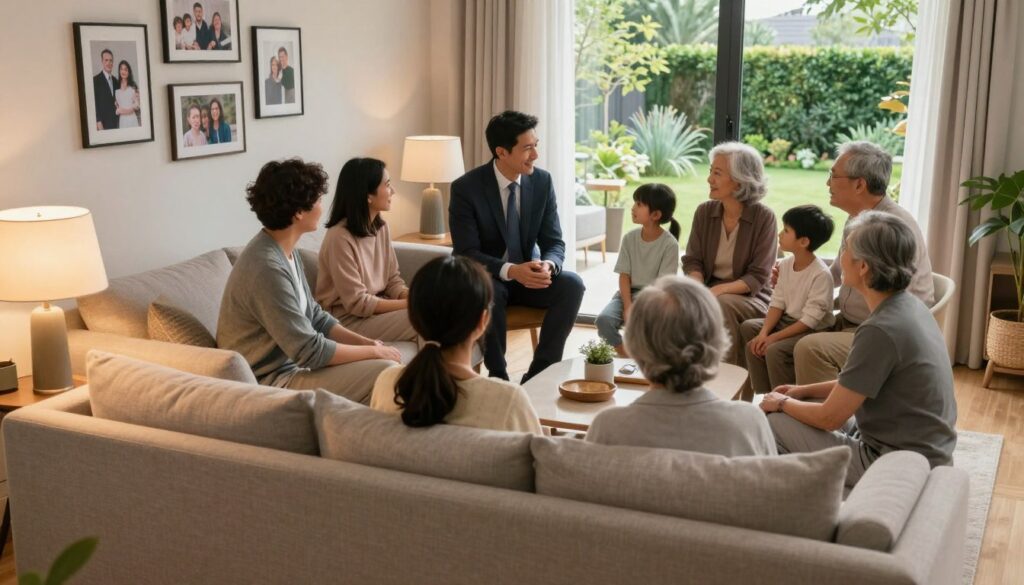 A serene domestic scene depicting Jan Kanthak’s private life and family relationships. In the foreground, a cozy living room setup with a tasteful modern couch, family photos on the walls, and a warm light emanating from a stylish lamp. In the middle ground, a family gathering, with Kanthak in professional business attire, engaging warmly with family members of diverse ages, showcasing a sense of camaraderie and joy. The background includes a glimpse of a well-kept garden outside through a large window, indicating a peaceful atmosphere. Soft, natural lighting enhances the intimate mood, with a focus on the affectionate interactions between family members captured from a slightly elevated angle to showcase the warmth of the moment. A serene domestic scene depicting Jan Kanthak’s private life and family relationships. In the foreground, a cozy living room setup with a tasteful modern couch, family photos on the walls, and a warm light emanating from a stylish lamp. In the middle ground, a family gathering, with Kanthak in professional business attire, engaging warmly with family members of diverse ages, showcasing a sense of camaraderie and joy. The background includes a glimpse of a well-kept garden outside through a large window, indicating a peaceful atmosphere. Soft, natural lighting enhances the intimate mood, with a focus on the affectionate interactions between family members captured from a slightly elevated angle to showcase the warmth of the moment.